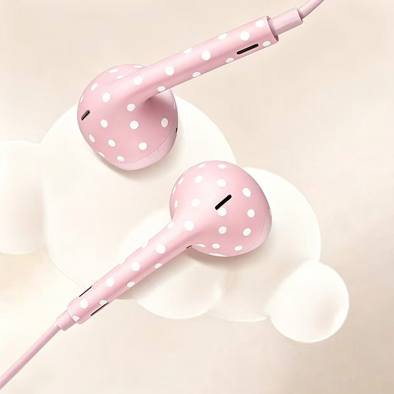 Cute Polka Dot Type‑c Wired Ea - Wired Earphone Mic ulasan dan harga
