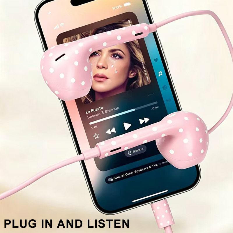 Cute Polka Dot Type‑c Wired Ea - Wired Earphone Mic ulasan dan harga